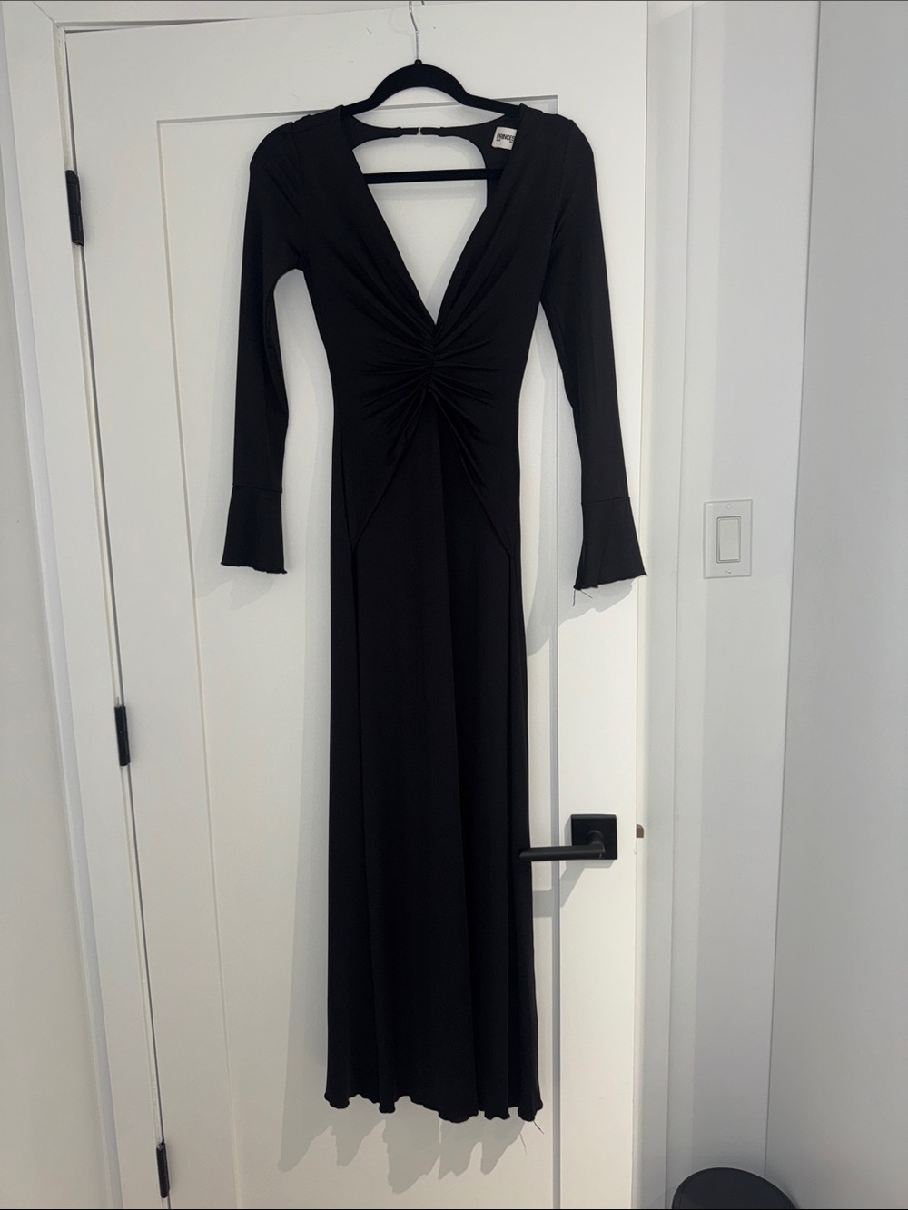 Princess Polly Black Twist-Front Long Sleeve Maxi Dress